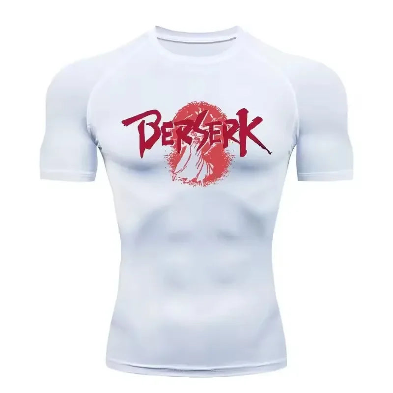 Berserk: Compression T-shirt Men Elastic Tight Sportswear Short-sleeved Gym Bodybuilding Quick-drying Sweatshirt Top S-3XL