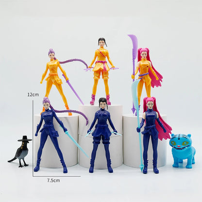Kpop Demon Hunters Figure Cartoon Kawaii Tiger Rumi Mira Zoey Action Figure PVC Desk Decoration Model Doll Toy Kids Gift