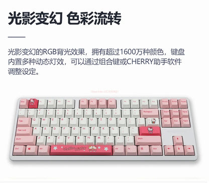 Hello Kitty:87/108 Keys  Mechanical Keyboard Anime Rgb Kawaii Customized For Home Office Laptop Computer For Pc Gamer