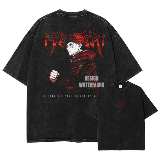 Jujutsu Kaisen: T Shirts Vintage Washed CHOSO T-shirt Oversize Short Sleeve Fushiguro Toji Gojo Saturo Itadori