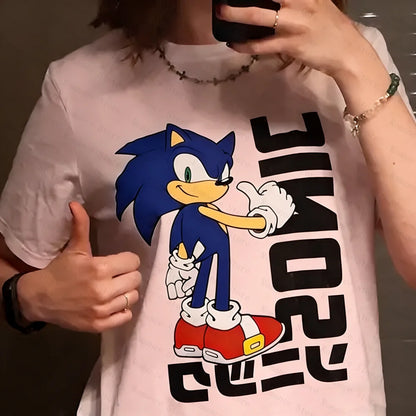 Sonic The Hedgehog: Print T-shirt Men's Shirt Women's Shirt Cotton Casual Short Sleeve O Neck Top Summer Y2K Ginza
