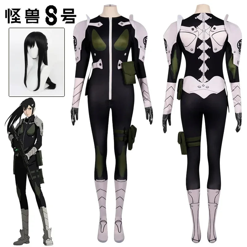 Kaiju No. 8 Kafka Hibino Mina Ashiro Cosplay Costume Wig Jumpsuit Uniform Bag Gloves Monster Sweeper Birthday Suit Props