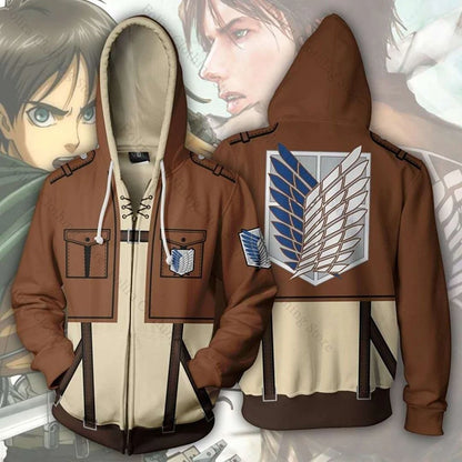 Attack on Titan:Series Print Hoodie Autumn Coat Hooded Zip-up Long Sleeve Tops Man Hoodie Hooded Shirt Men Sweatshirt