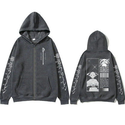 Frieren: Beyond Journey's End -- Zipper Hoodies Frieren Manga Pullover Men's Women Clothing Fashion Zip Up Hooded Sweatshirts