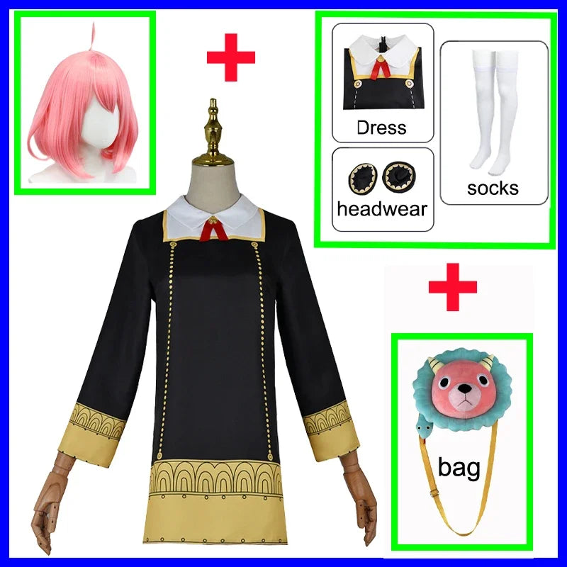 Spy X Family : CHILD DY20Anime Cosplay Costume Yor Forger Sexy Dress Loid Forger Light Green Suit Anya Kawaii Outfit Carnival Party Wig