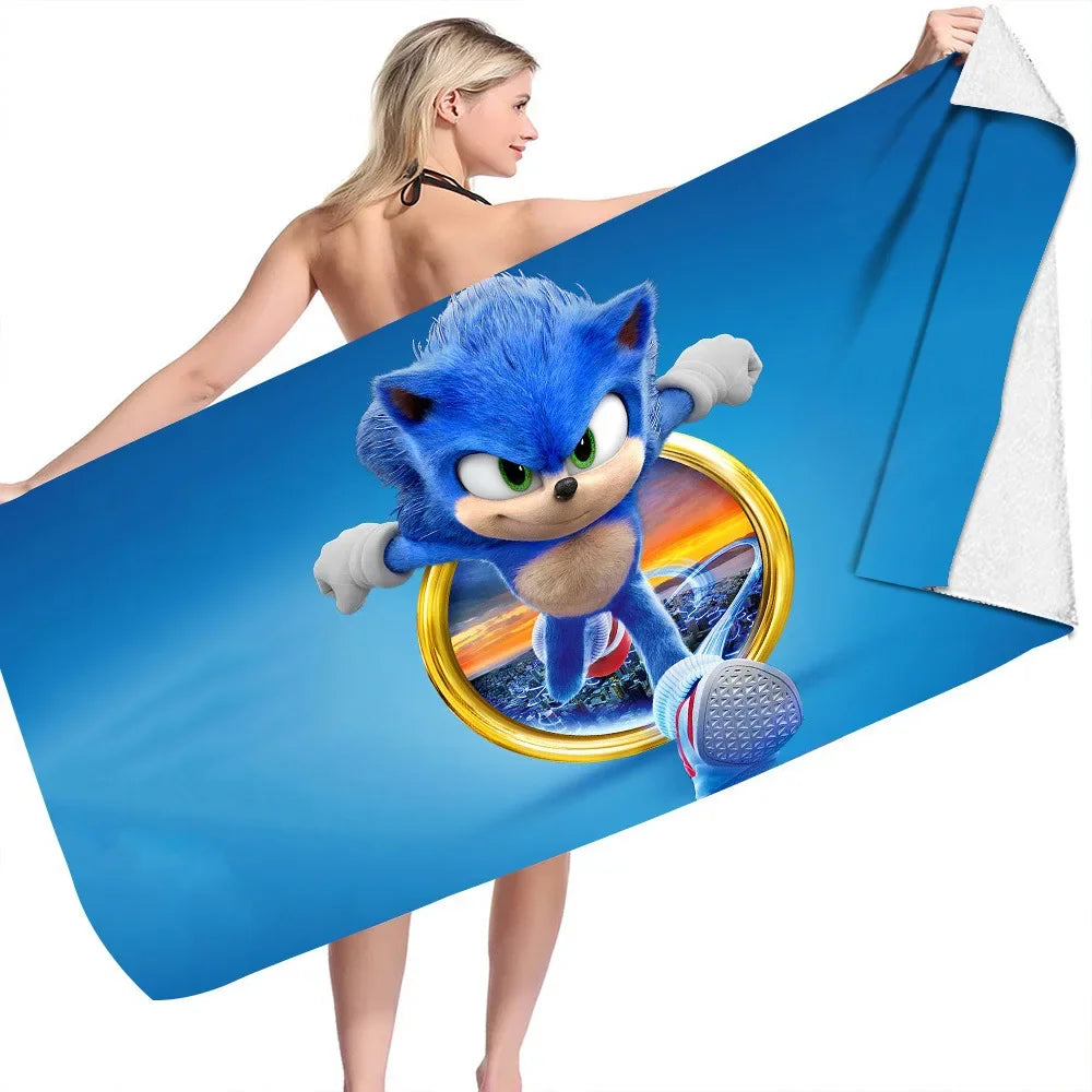 Sonic the Hedgehog: Beach Towel Beach Towel Quick Dry Absorbent Towel Fitness Bath Towel Adult Kids Holiday Gifts