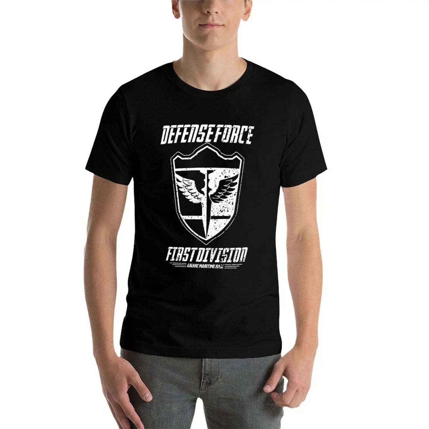 Kaiju No. 8: DIVISION FIRST KAIJU for t 8: T-Shirt shirt (WHITE/GRUNGE) FORCE No DEFENSE man