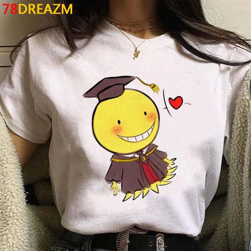 Assassination Classroom: Tshirt Clothes Women Couple  White T Shirt Casual Harajuku Kawaii Summer Top Tshirt White T Shirt