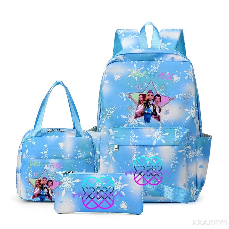KPop Demon Hunters : Backpack 3pcs set School Bag Lunch Bag Pencil Case Girl Back To School Gift Leisure Mochila Teens Travel Bags
