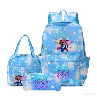 KPop Demon Hunters : Backpack 3pcs set School Bag Lunch Bag Pencil Case Girl Back To School Gift Leisure Mochila Teens Travel Bags