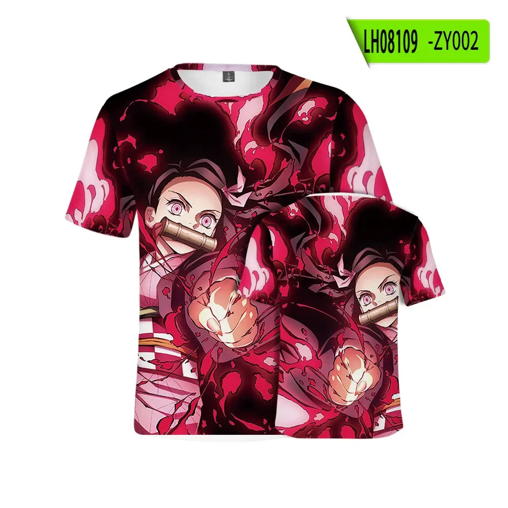 Demon Slayer: Kamado Tanjirou  T shirt 3D  Short Sleeve Y2k Tees