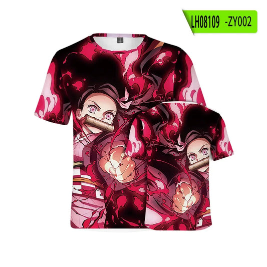 Demon Slayer: Kamado Tanjirou  T shirt 3D  Short Sleeve Y2k Tees
