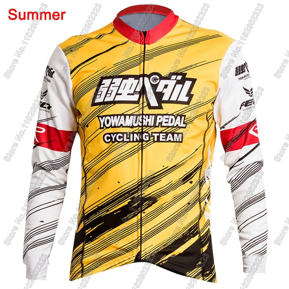 YOWAMUSHI PEDAL:Cycling Jersey 2025 Set Team Long Sleeve Cycling Clothing Bike Thermal Jacket Suit Pants Bib MTB Ropa Maillot