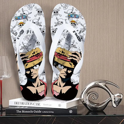 One Piece: Slides Luffy Cartoon Flip Flops Slippers - Non-Slip Outdoor Summer Sandals Unisex for Adults Cartoon eva slippers