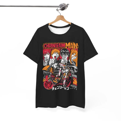 Chainsaw Man: Crew Is Assembled! Machima + Denji + Power Comic-style All-over 3D Print Trendy Short-sleeved Shirts.