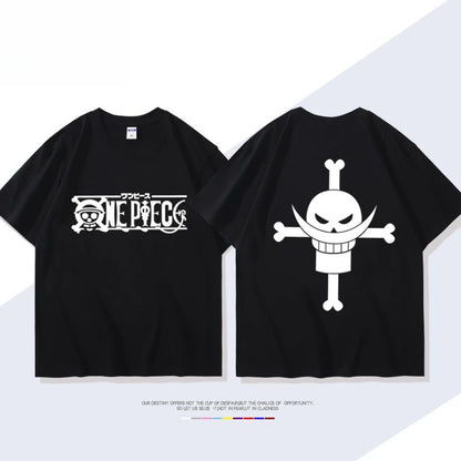 One Piece: Men's Fashion Portgas D. Ace Anime Print T-Shirt, Summer Trend, 100% Cotton, Casual Loose Short Sleeve