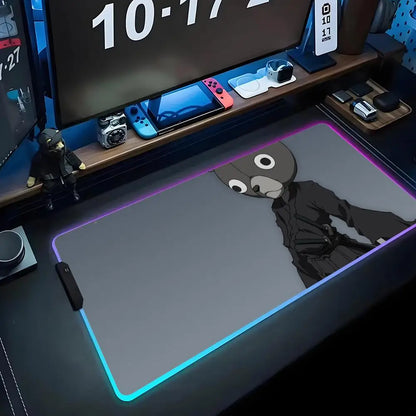 Afro Samurai: Mouse Pad RGB Gaming Mousepad Big LED Pad PC Desk Mat Luminous Mouse Pad Large Keyboard Mats Table Rug With Backlit