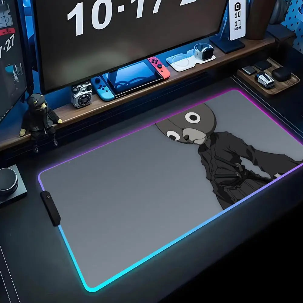 Afro Samurai: Mouse Pad RGB Gaming Mousepad Big LED Pad PC Desk Mat Luminous Mouse Pad Large Keyboard Mats Table Rug With Backlit
