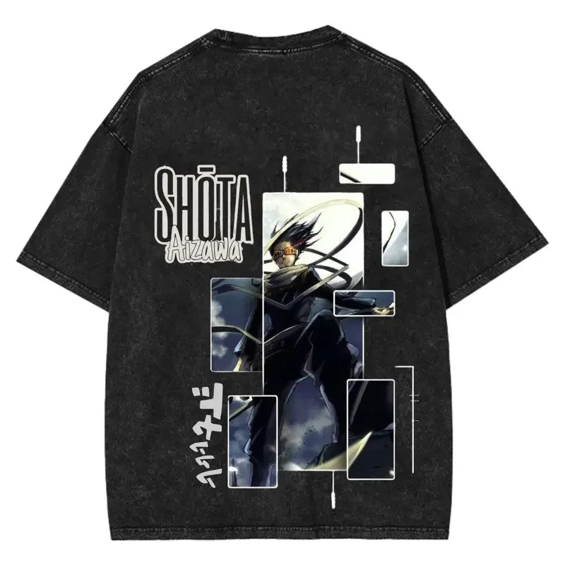 My Hero Academia: Aizawa Shouta Printed Tee Men Women Cotton Tshirts Vintage Washed T-shirt Harajuku Male Oversized T Shirt