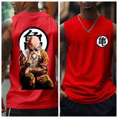 Dragon Ball: Master Roshi Anime Muscle Tank Top Men Streetwear Sleeveless Shirt Summer Graphic Print Casual Fitness Workout Vest