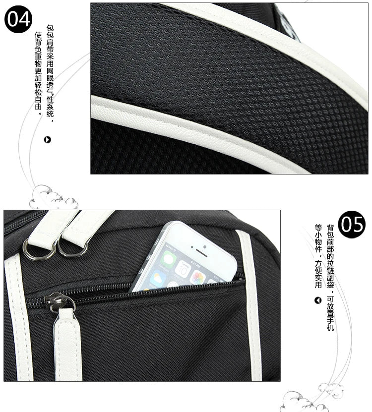 Black Butler: USB Backpack Book Bag Casual Travel Computer Men Women Girl Boys Cosplay Bag Schoolbag Laptop Bags