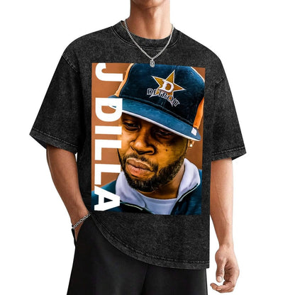 J Dilla: print art T-Shirt Basic Solid Color Short Sleeve Cotton Top