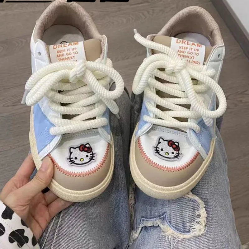 Hello Kitty: Sneaker Kawaii Cartoon Cat Dopamine Canvas Shoes Women Autumn Winter Small Casual Tennis Sports Shoes