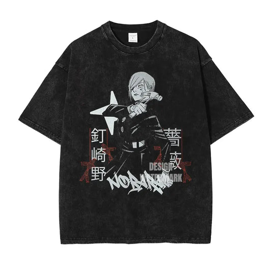 Jujutsu Kaisen: T Shirts Vintage Washed CHOSO T-shirt Oversize Short Sleeve Fushiguro Toji Gojo Saturo Itadori