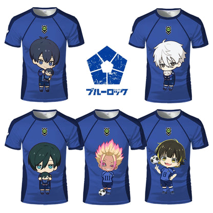 Blue Lock: (KIDS) Eleven Jersey Isagi Nagi Cute Pattern T-shirt Character Print Tops Kid's T Shirts