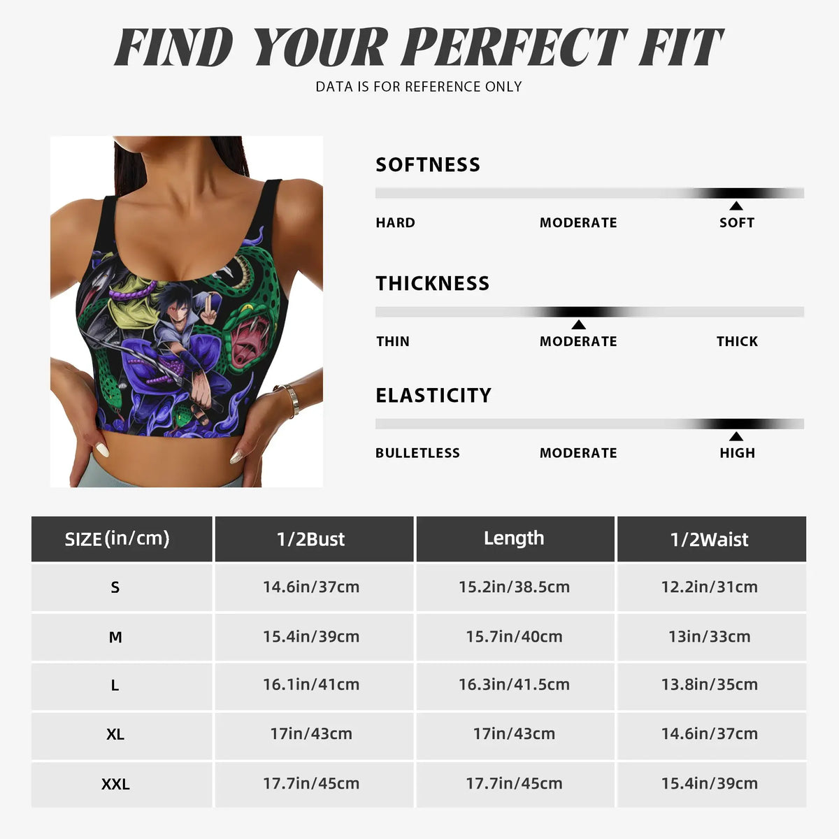 Naruto :Sasuke Uchiha Orochimaru  Sports Bra Women's Anime  Gym Workout Yoga Crop Top