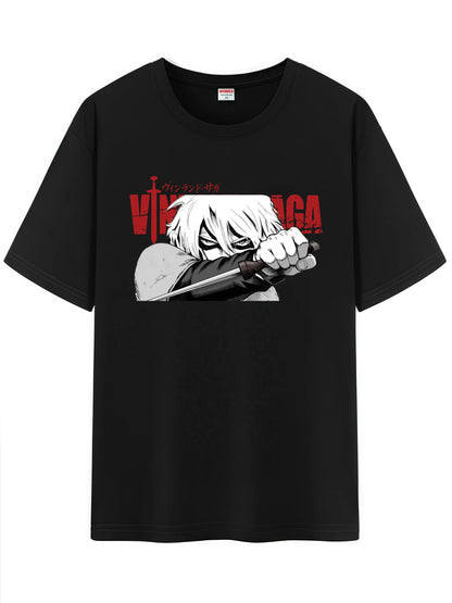 Vinland Saga: Unisex Japanese Pattern T-Shirt,  Character Graphic Short Sleeve Regular Fix Tee Shirt