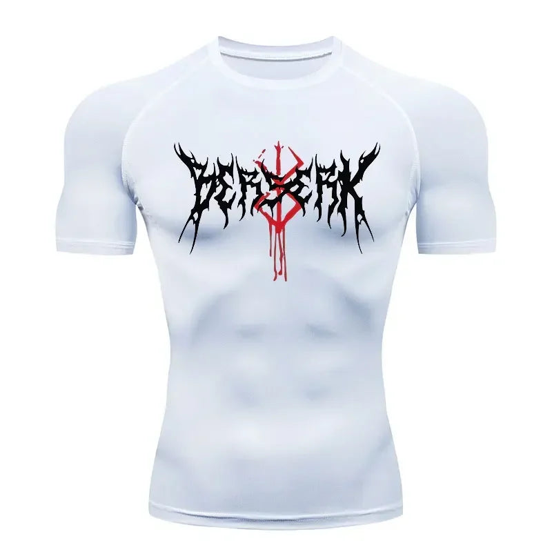 Berserk: Compression T-shirt Men Elastic Tight Sportswear Short-sleeved Gym Bodybuilding Quick-drying Sweatshirt Top S-3XL
