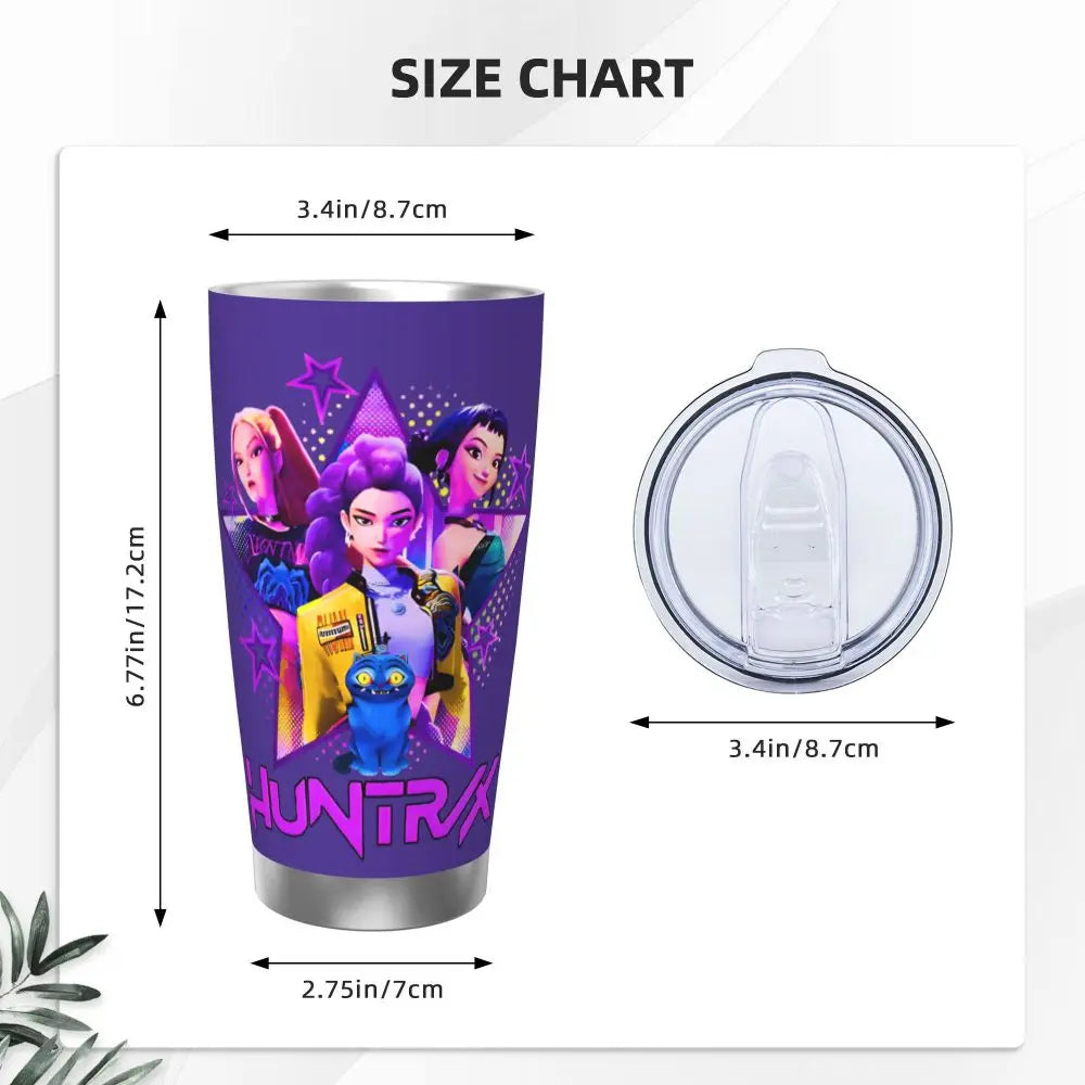 KPop Demon Hunters - Derpy  Insulated Tumbler with Lid Vacuum Thermal Mug Outdoor Travel Car Bottle Cup, 20oz