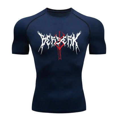 Berserk: Compression T-shirt Men Elastic Tight Sportswear Short-sleeved Gym Bodybuilding Quick-drying Sweatshirt Top S-3XL