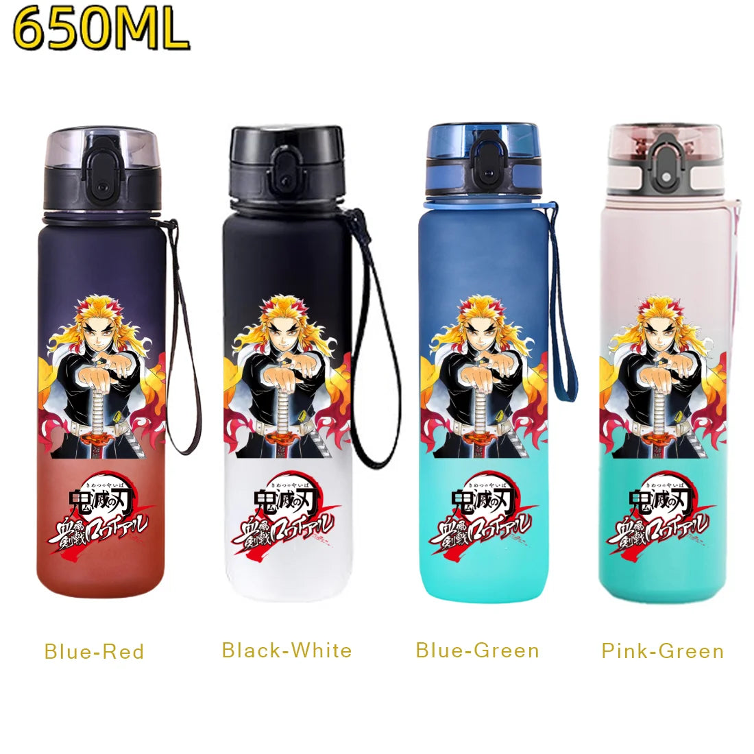 Demon Slayer: 650ML Kamado Tanjirou Water Bottle Kamado Nezuko Kochou Shinobu Fitness Drink Bottle Kettle Travel Office Jugs