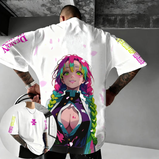 Demon Slayer: Anime Co Branded T-shirt Summer Men's and Women's New Large Harajuku Casual Loose Parent Child Short Sleeve Top