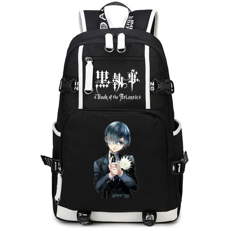 Black Butler: USB Backpack Book Bag Casual Travel Computer Men Women Girl Boys Cosplay Bag Schoolbag Laptop Bags