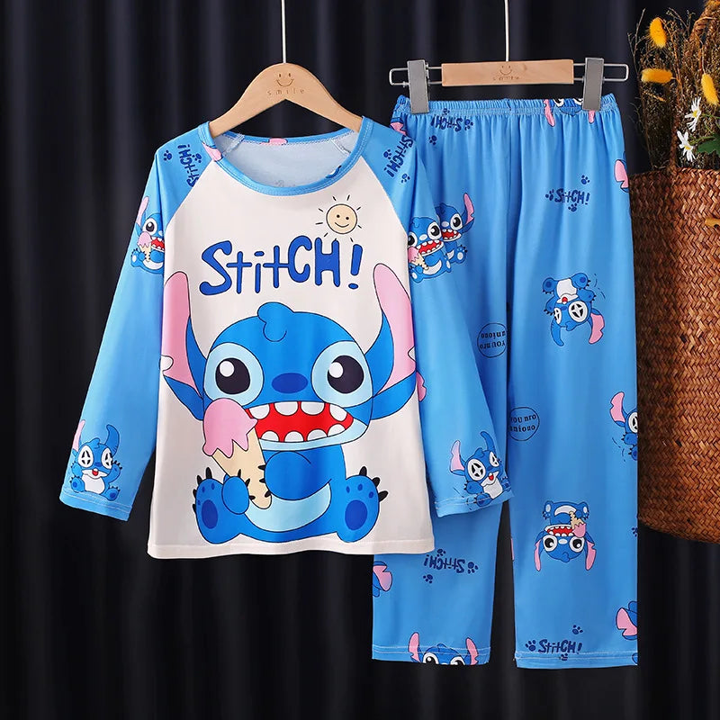 One Piece: Luffy Cute Cartoon Kids Pajamas Suit 3-14 Y Boys Autumn Thin Long Sleeves Home Clothes Sleepwear Set Kids Gift