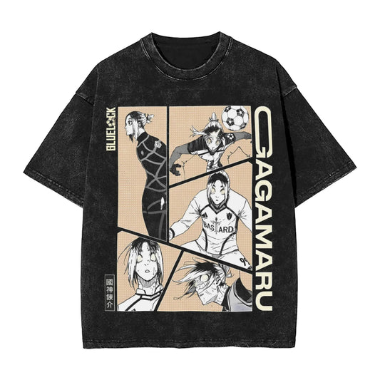 Blue Lock: ISAGI YOICHI T Shirt Printed Cotton Washed  Retro T-Shirts