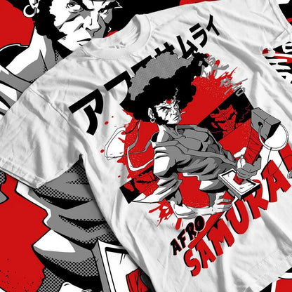 Afro Samurai: Ink Style T Shirt Black Anime Streetwear vintage Washed Stylish graphic Versatile Stretched Unisex streetwear