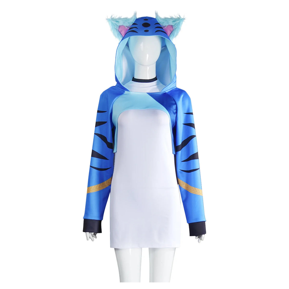 KPop Demon Hunters: Cosplay Costume Women Blue Tiger Hoodie Outfit Idol Style Anime Character Dress Stage Performance Party Event