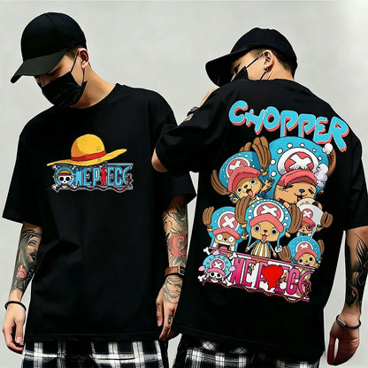 One Piece: Summer New Arrival: Pattern T-shirt, unisex, anime print, casual short-sleeved, fashionable streetwear top, Y2K style.