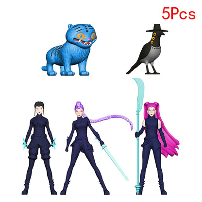 Kpop Demon Hunters Figure Cartoon Kawaii Tiger Rumi Mira Zoey Action Figure PVC Desk Decoration Model Doll Toy Kids Gift