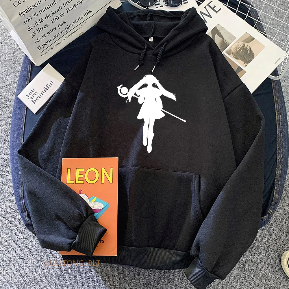 Frieren : Sousou Manga Printed Hoodie Without Hoodies Casual Pullovers Plus Size Anime Autumn Winter Classic Simple Long Sleeve
