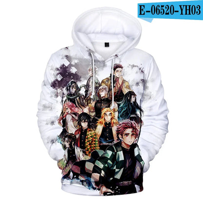Demon Slayer: Kimetsu No Yaiba Hoodies Sweatshirts Black White Checkered Pattern Full Hoodies Casual