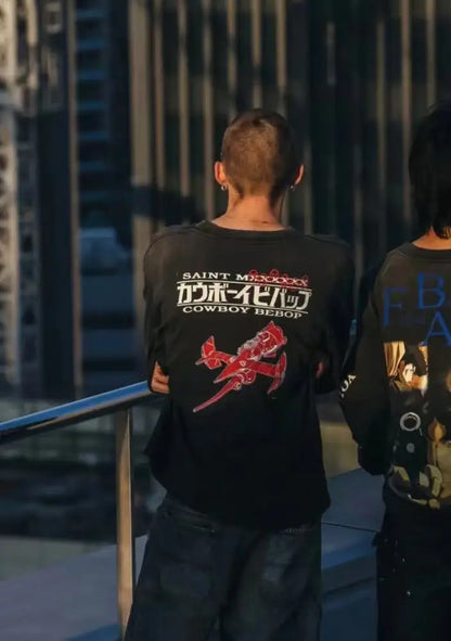Cowboy Bebop: Long-sleeved Sweatshirt Vintage Saint Print Oversize High Quality Tops Clothing