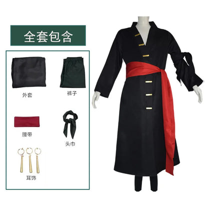 One Piece: Fantasia Wano Country Roronoa Of Zoro Cosplay Kimono Anime Pirate Disfraz Costume Men Male Halloween Carnival Party Clothes