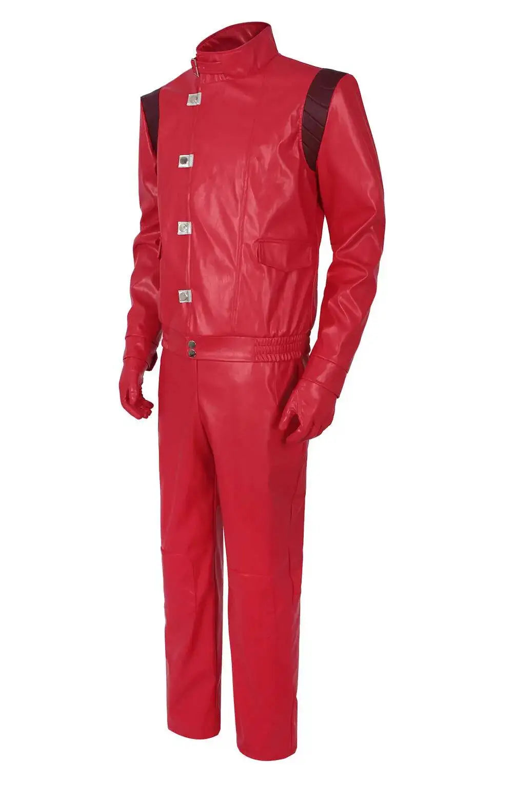 Akira: Shotaro Kaneda Men Cosplay Costume Capsule Embroidered Red Leather Biker Jacket Halloween Party Full Set Outfit