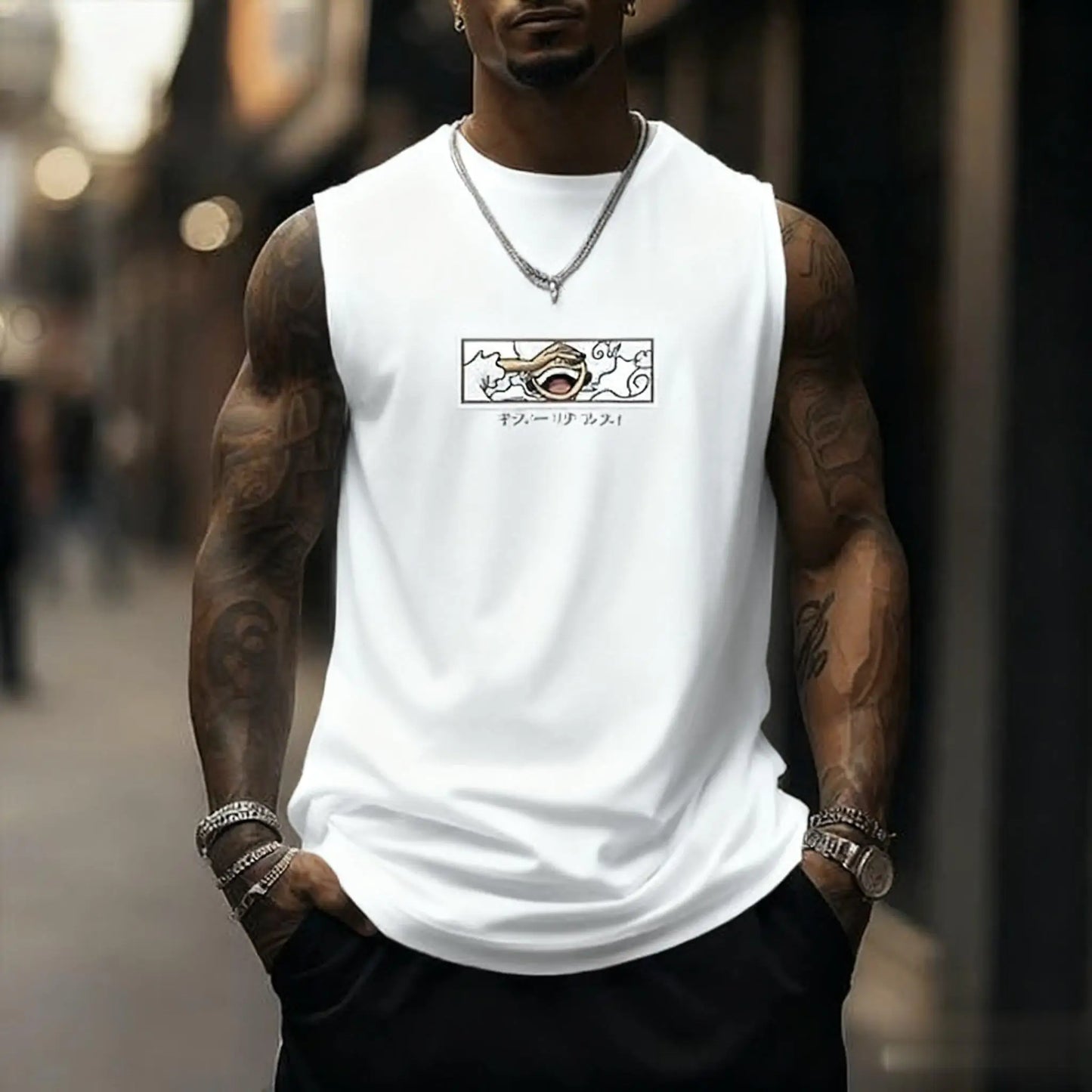One Piece: Fitness Sleeveless Tank Top Men Anime Luffy Gear 5 Streetwear Summer Casual Gym Vest Workout Bodybuilding Muscle Shirt