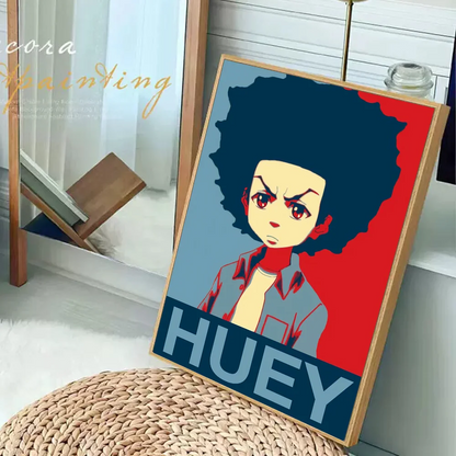 The Boondocks: Huey Freeman  Classic Anime Poster Fancy Wall Sticker for Living Room Bar Decoration Decor Art Wall Stickers
